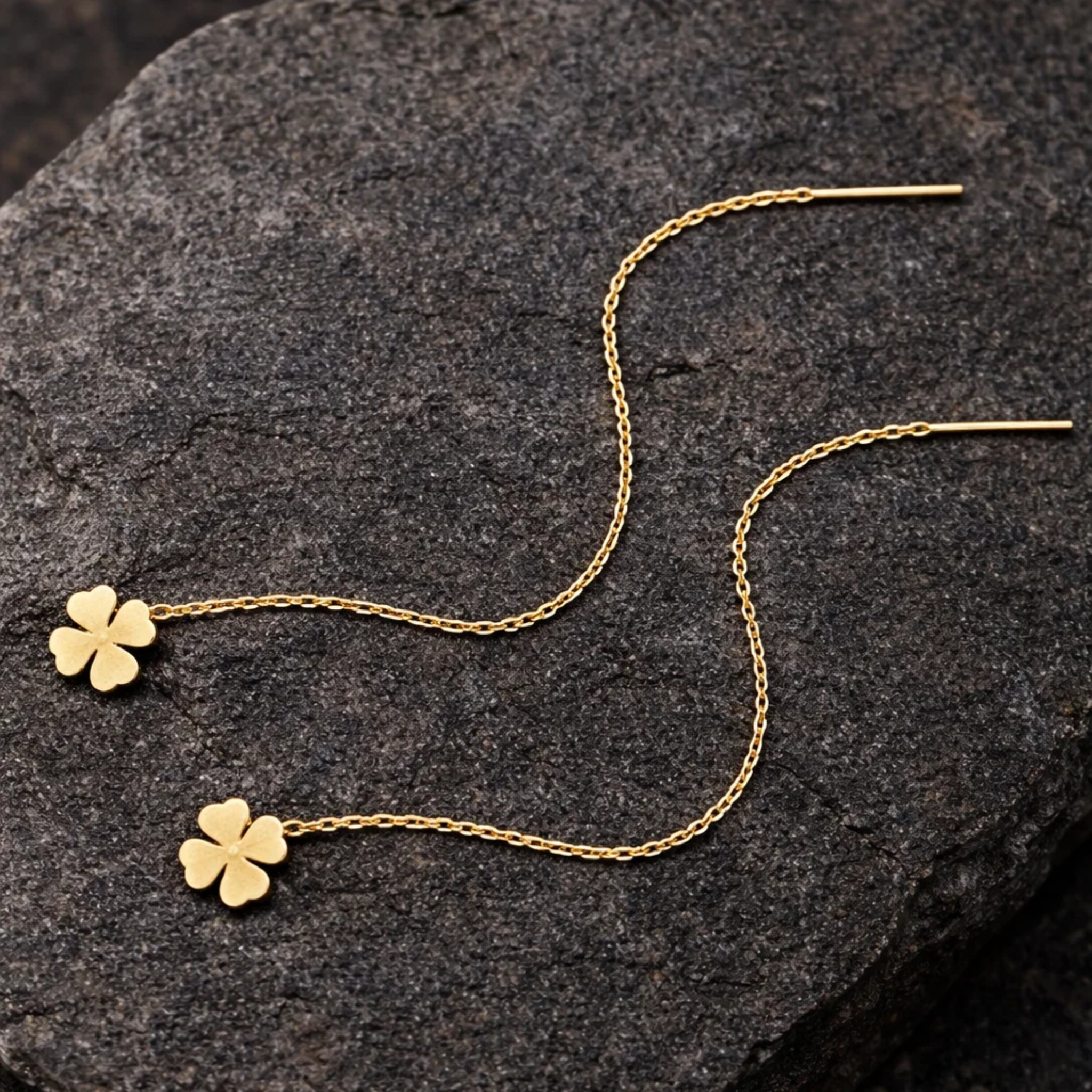 Clover Drop Chain Earrings