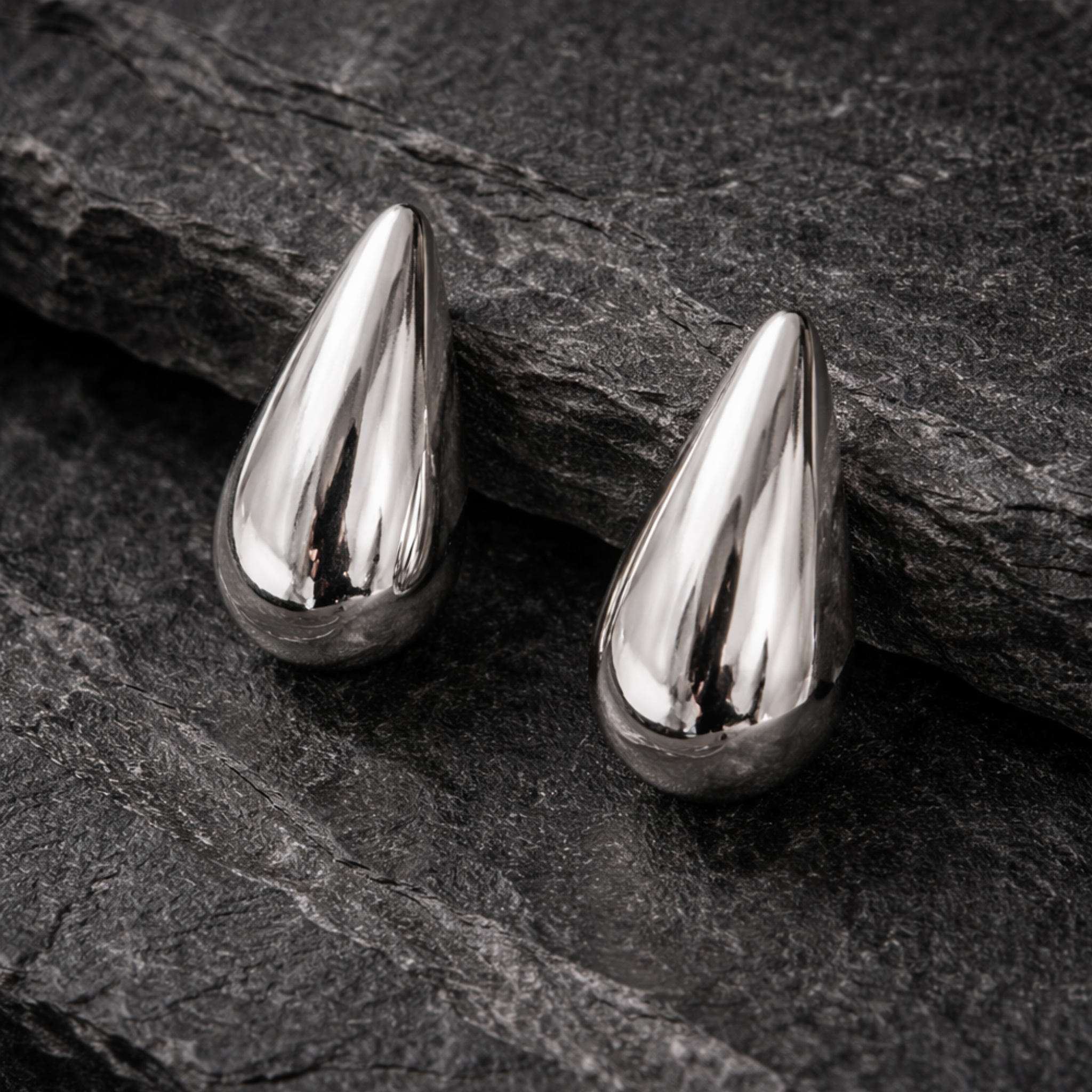 Pair of silver teardrop earrings