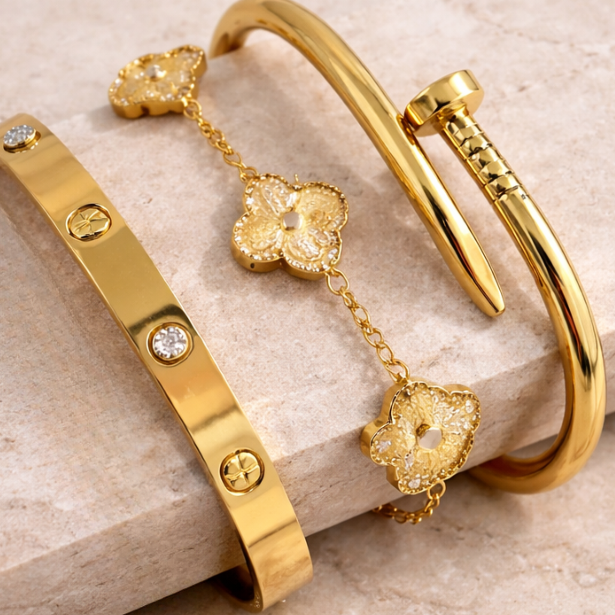 Casual wrist wear jewelry on a marble surface