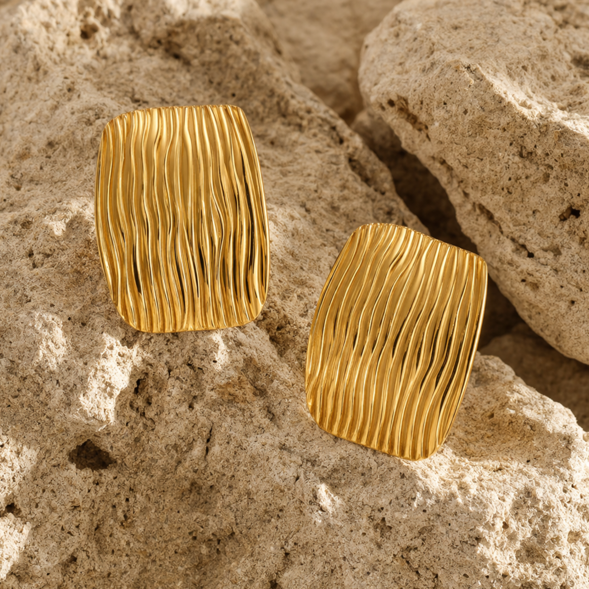 Gold Square Earrings