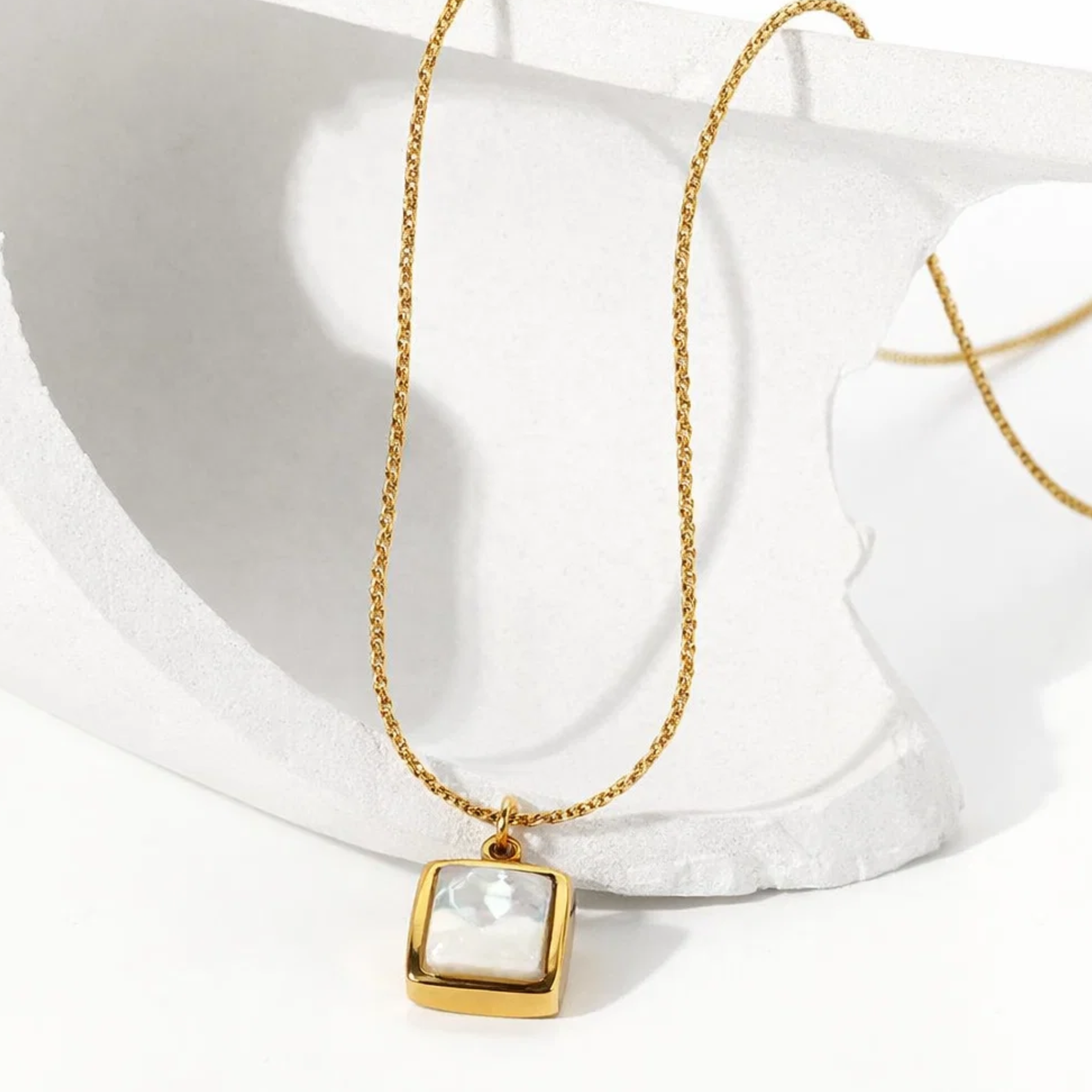 Rectangle shaped shell necklace